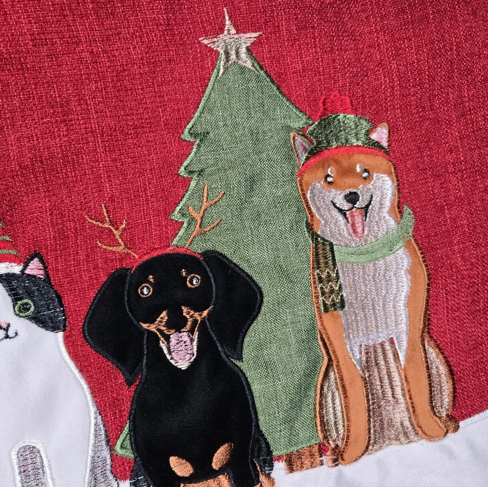 Arlee Home Fashions Cat Dog Dress Up Holiday Christmas Rectangular Pillow Cover